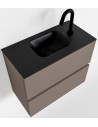ADA Komplet badmiljø centreret håndvask B60 x H50 cm MDF - Røg/Sort
