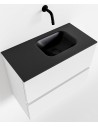 ADA Komplet badmiljø højrevendt håndvask B60 x H50 cm MDF - Talkum/Sort