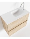 ADA Komplet badmiljø højrevendt håndvask B60 x H50 cm MDF - Vasket eg/Talkum