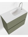 ADA Komplet badmiljø højrevendt håndvask B60 x H50 cm MDF - Armygrøn/Talkum