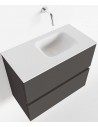 ADA Komplet badmiljø højrevendt håndvask B60 x H50 cm MDF - Mørkegrå/Talkum