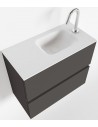 ADA Komplet badmiljø højrevendt håndvask B60 x H50 cm MDF - Mørkegrå/Talkum