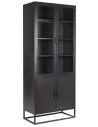 Industrielt vitrineskab i metal og glas H190 cm - Sort