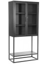 Industrielt vitrineskab i metal og glas H150 cm - Sort
