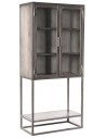 Industrielt vitrineskab i metal og glas H150 cm - Vintage metalgrå