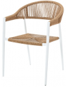 Havestol i syntetisk rattan og aluminium H81 cm - Hvid/Brun