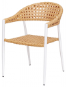 Havestol i syntetisk rattan og aluminium H81 cm - Hvid/Brun