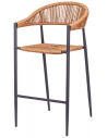 Barstol i syntetisk rattan og aluminium H112 cm - Antracit/Brun
