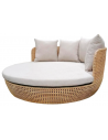 Rund solseng i syntetisk rattan og olefin Ø180 cm - Natur/Beige