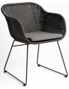 Havestol i syntetisk rattan og metal H82 cm - Sort/Sort