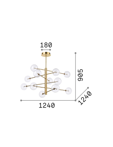 Equinoxe Loftlampe i metal og glas...