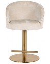 Zabi barstol i chenille H86-112 cm - Børstet messing/Beigehvid