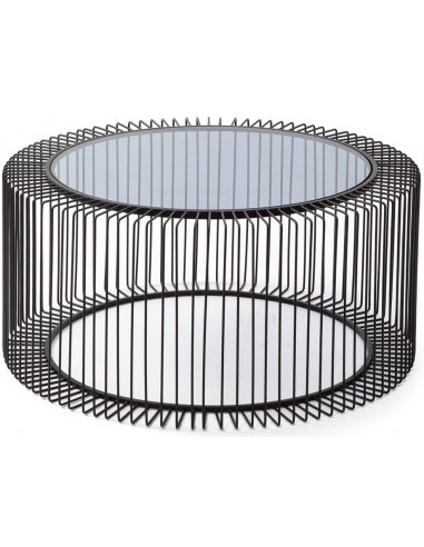 Sofabord i metal og glas Ø80 cm -...