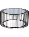 Sofabord i metal og glas Ø80 cm - Sort/Sortnet