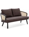 Sofabænk i træ og rattan B150 cm - Sort/Natur