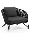 BRANZIE lounge havestol i aluminium og reb H77 cm - Sort/Mørkegrå