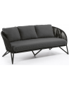 BRANZIE loungesofa i aluminium og reb B180 cm - Sort/Mørkegrå