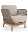 CATALINA lounge havestol i akacietræ og reb H78 cm - Natur/Beige