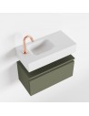 ANDOR Komplet badmiljø venstrevendt håndvask B60 cm MDF - Armygrøn/Talkum
