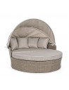 Daybed solseng i syntetisk rattan og olefin Ø168 cm - Brun/Taupe