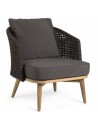 Lounge havestol i teaktræ, reb og akryl B71 cm - Teak/Mørkebrun