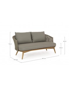 Loungesofa i teaktræ, reb... 2