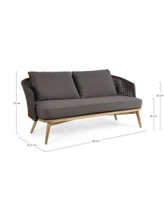 Loungesofa i teaktræ, reb... 2