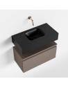ANDOR Komplet badmiljø centreret håndvask B60 cm MDF - Røg/Sort