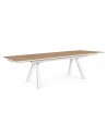 Havebord med udtræk i aluminium og komposit 203 - 248 - 293 x 100 cm - Hvid/Teak