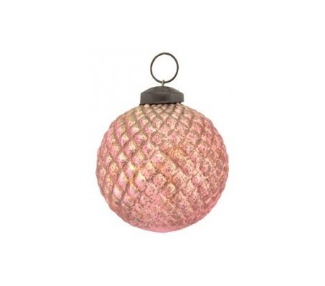 Julekugle Ø7 cm Glas - Oxideret pink
