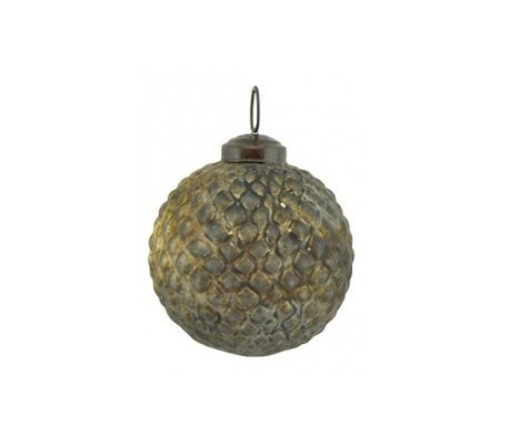 Julekugle Ø7 cm Glas - Oxideret grå