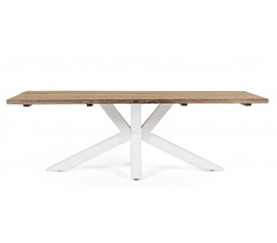 Havebord med udtræk i genanvendt teaktræ 200 - 300 x 100 cm - Hvid/Rustik natur 2