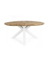 Havebord i aluminium og genanvendt teaktræ Ø160 cm - Hvid/Teak