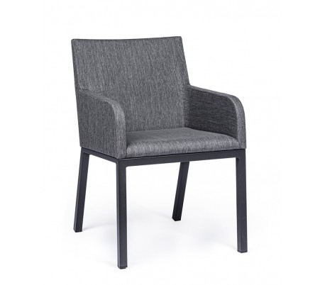 Havestol med armlæn i aluminium H82 cm - Lyegrå/Grå