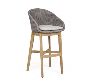 Havestol i teaktræ og polypropylene H85 cm - Natur/Grå