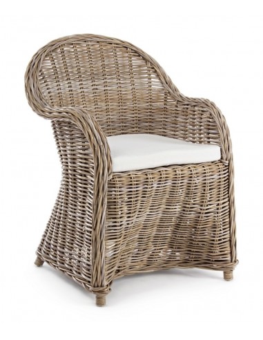 Havestol i rattan H89 cm - Natur/Hvid