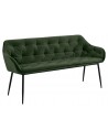 Brooke spisebænk i velour og metal B160 cm - Sort/Skovgrøn