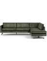 Camille højrevendt hjørnesofa i velour 311 x 235 cm - Sort/Grøn