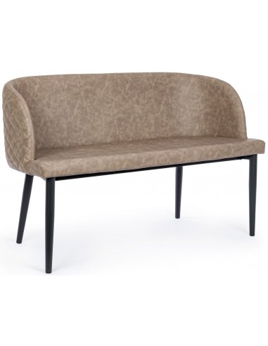 Bænk i stål og PU-læder B118 cm -...