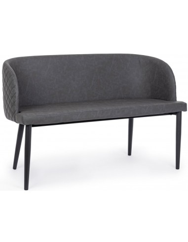 Bænk i stål og PU-læder B118 cm -...