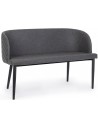 Bænk i stål og PU-læder B118 cm - Sort/Mørkegrå