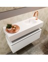ANDOR Komplet badmiljø højrevendt håndvask B80 cm MDF - Talkum/Talkum
