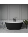 BORGHESE fritstående badekar 170 x 80 cm solid surface - Sort/Mat hvid