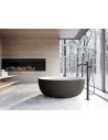 Biona fritstående badekar Ø135 cm Senstone - Mat hvid/Gråsort