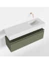 ANDOR Komplet badmiljø højrevendt håndvask B100 cm MDF - Armygrøn/Talkum