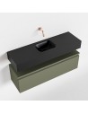 ANDOR Komplet badmiljø centreret håndvask B100 cm MDF - Armygrøn/Sort