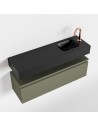 ANDOR Komplet badmiljø højrevendt håndvask B100 cm MDF - Armygrøn/Sort