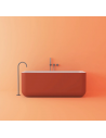 B7 fritstående badekar 160 x 71 cm solid surface - Mat hvid/Rødorange