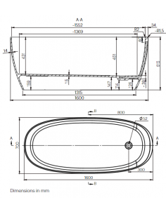 B16 fritstående badekar 160... 2