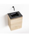 OLAN Komplet badmiljø centreret håndvask B40 cm MDF - Vasket eg/Sort